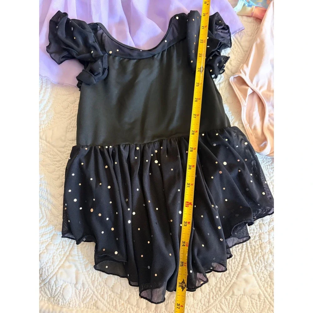 Little Girls Dance Play Leotards Tutus 3-4T Rainbow Pink Black Sparkle, Set of 4